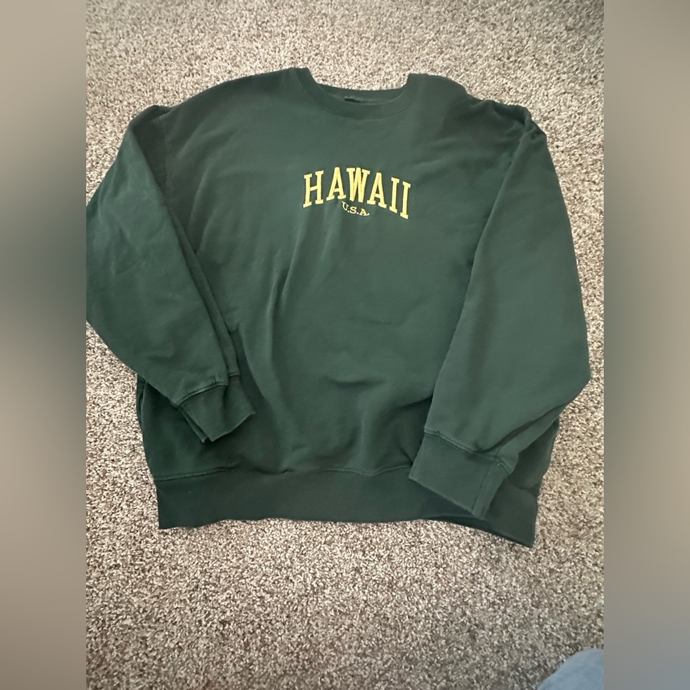 Brandy Melville Dark Green Hawaii USA Crewneck Sweater One Size